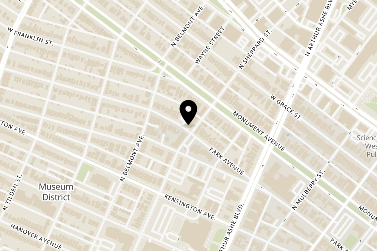 Map showing the location of Arianna's Italian Restaurant & Pizzeria on 700 N Sheppard St in Richmond